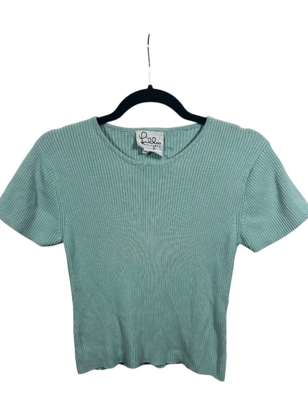 Vtg Lilly Pulitzer Top Womens Ribbed Knit Short Sleeve Shirt M Silk Blend Y2K